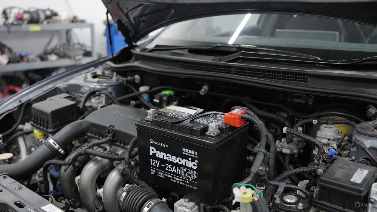Panasonic 12V – 25Ah battery installed in hatchback