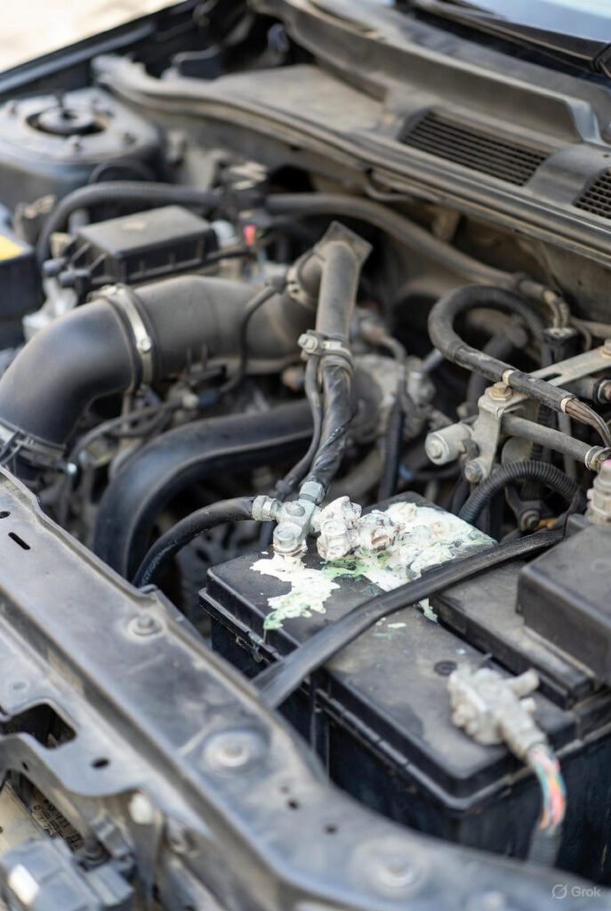 Car battery terminal corrosion problem in Dubai