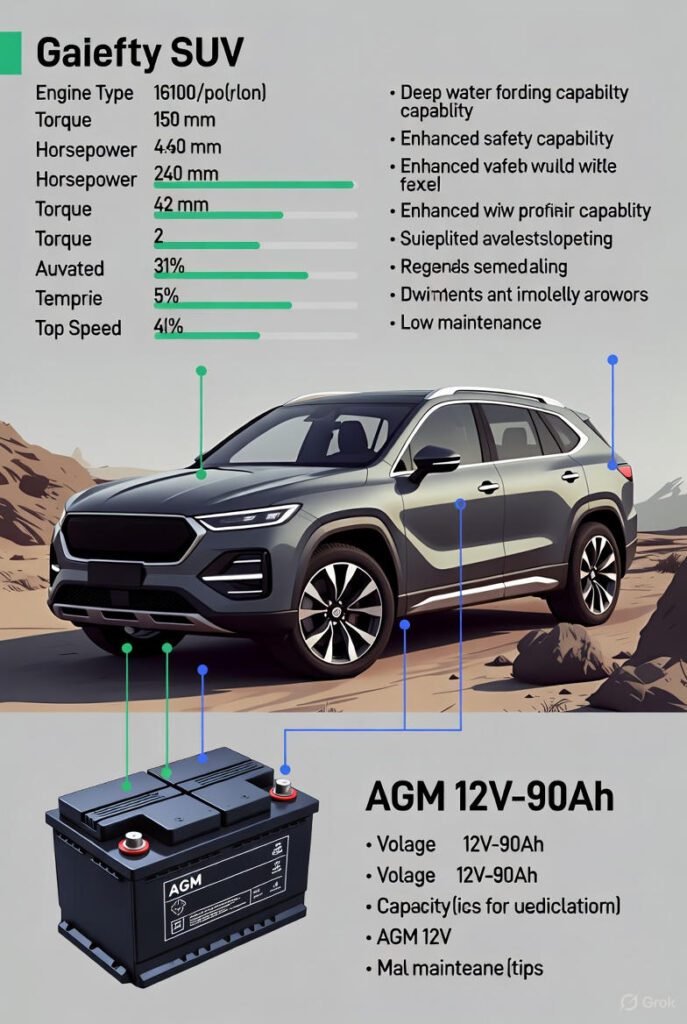 AGM 12V-90Ah battery for luxury SUV