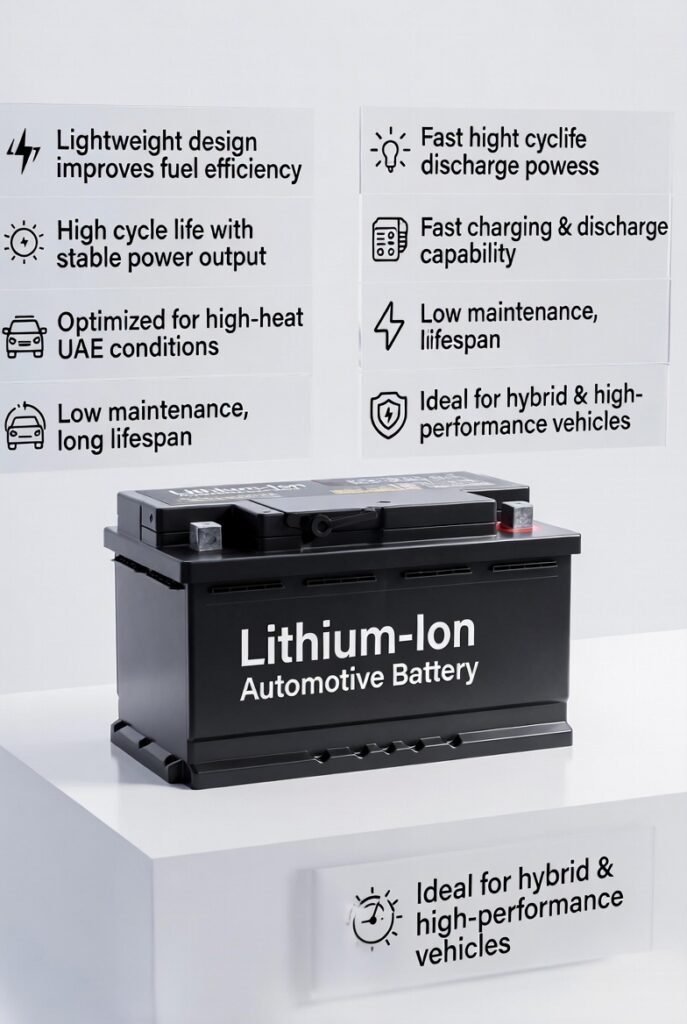 The Lithium-Ion Automotive Battery represents the most advanced evolution in vehicle energy storage. Designed for modern luxury, hybrid, and high-performance vehicles, lithium-ion technology delivers superior energy density, reduced weight, and consistent electrical output.