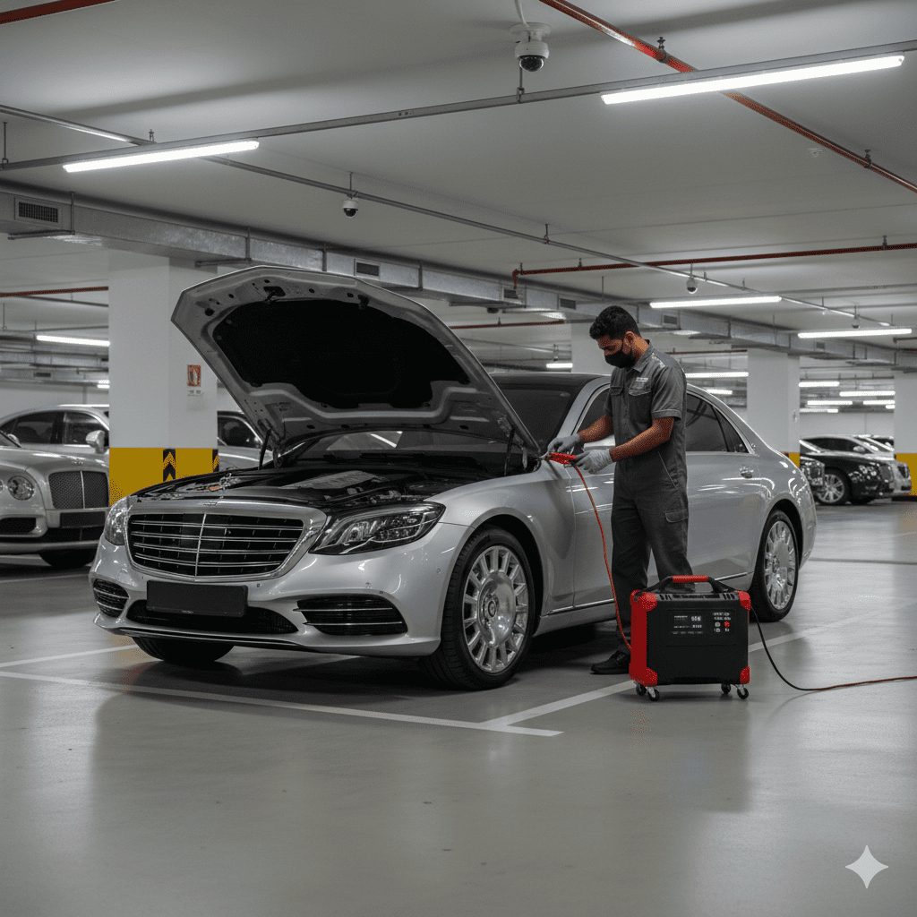 car battery dead jumpstart service Dubai
