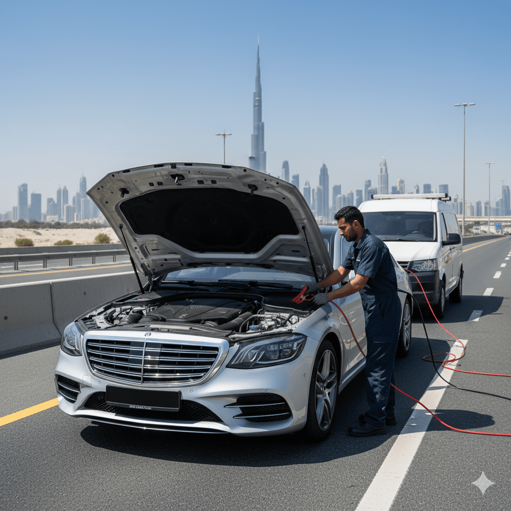 dead battery problem solution jumpstart Dubai