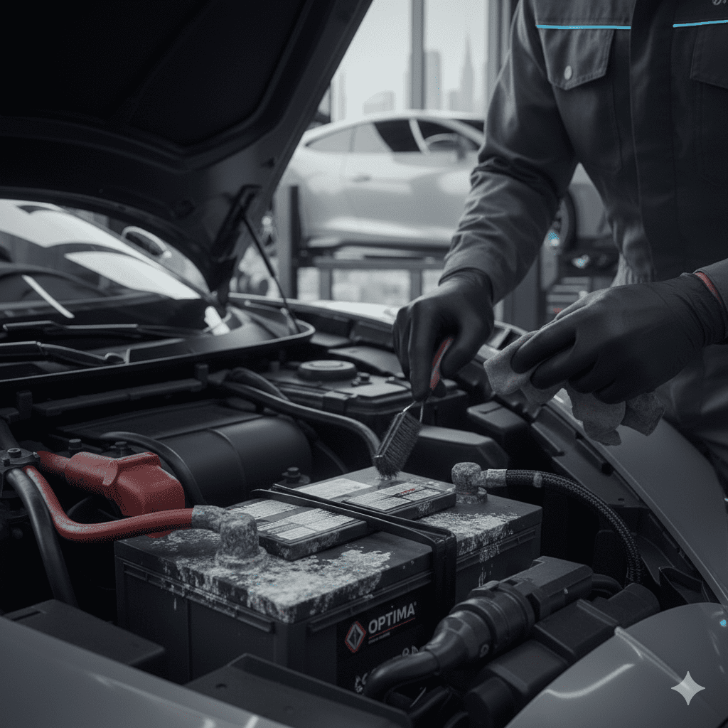 Battery cable corrosion inspection