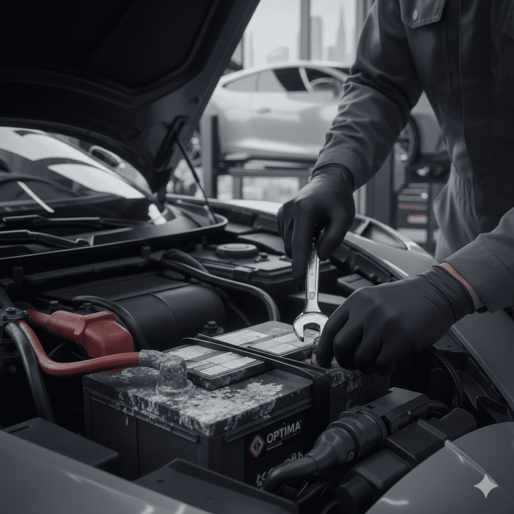 Loose battery cable connection