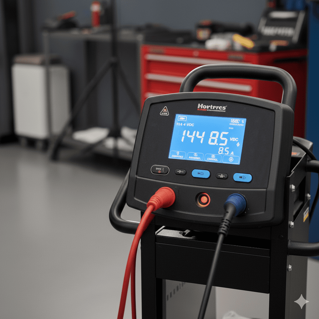 Car battery voltage monitoring during charging