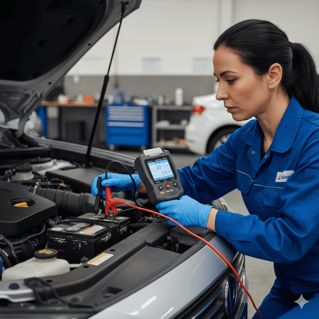 Car battery inspection for starting issues