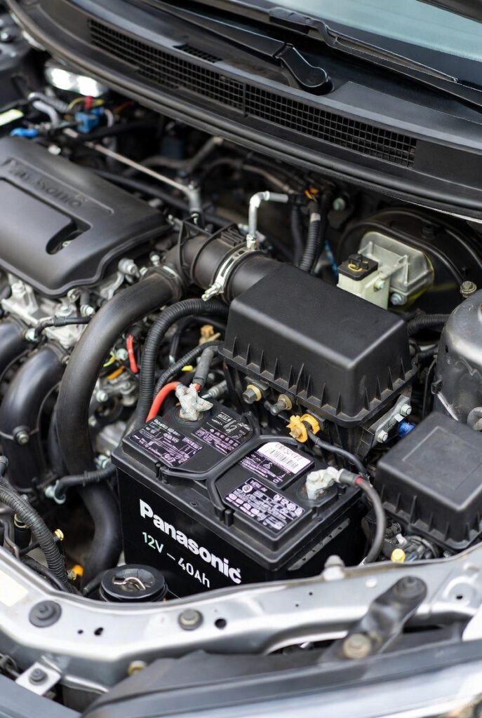 Panasonic 12V – 40Ah battery in car engine bay