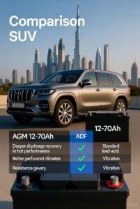 Read more about the article AGM 12-70Ah (Premium SUV Grade) – Complete Guide for Dubai SUV Owners 2026