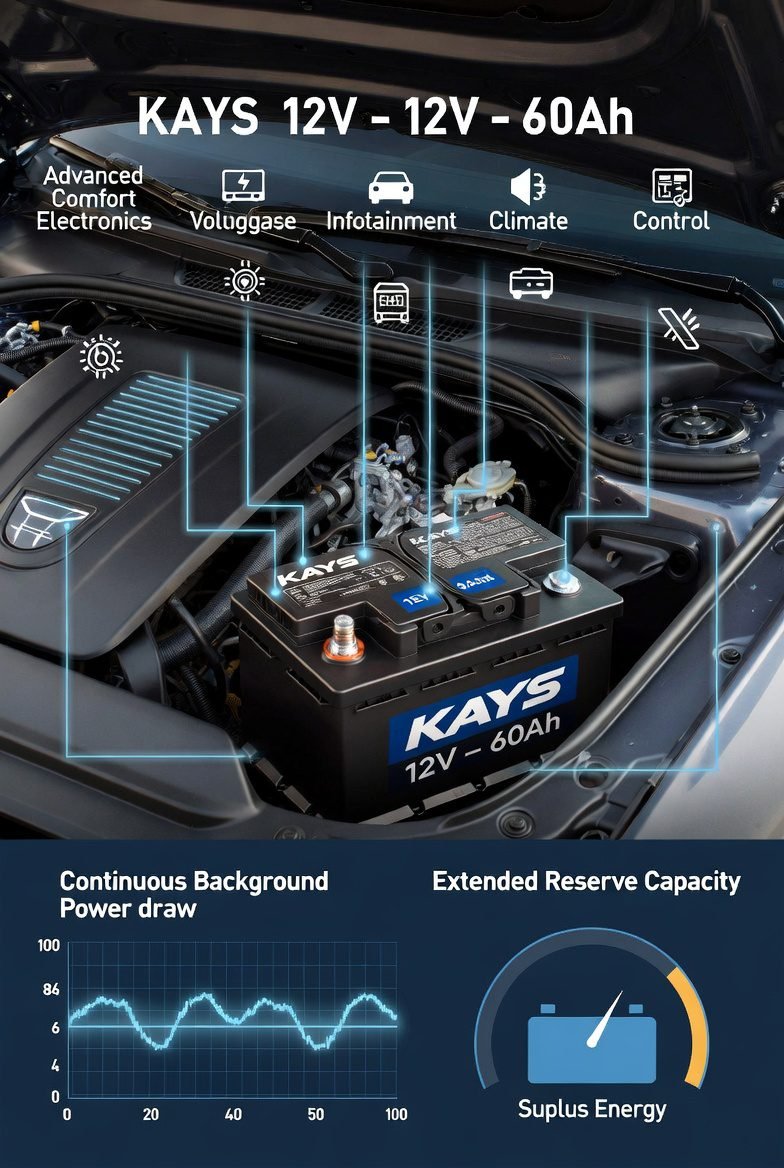 Expert Kays 12V – 60Ah Car Battery (Premium Sedans): Engineered Capacity for Refined Electrical Demand
