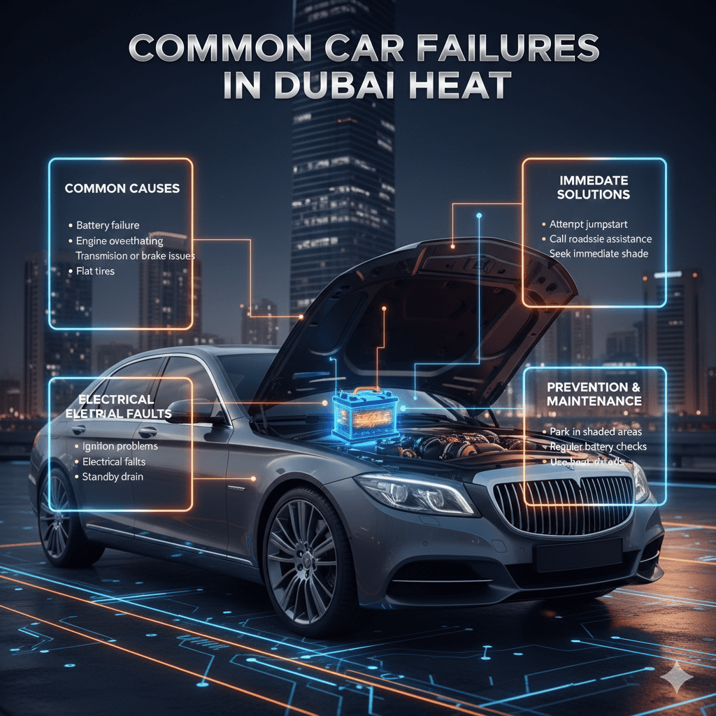 Car Stuck Outside Building Dubai