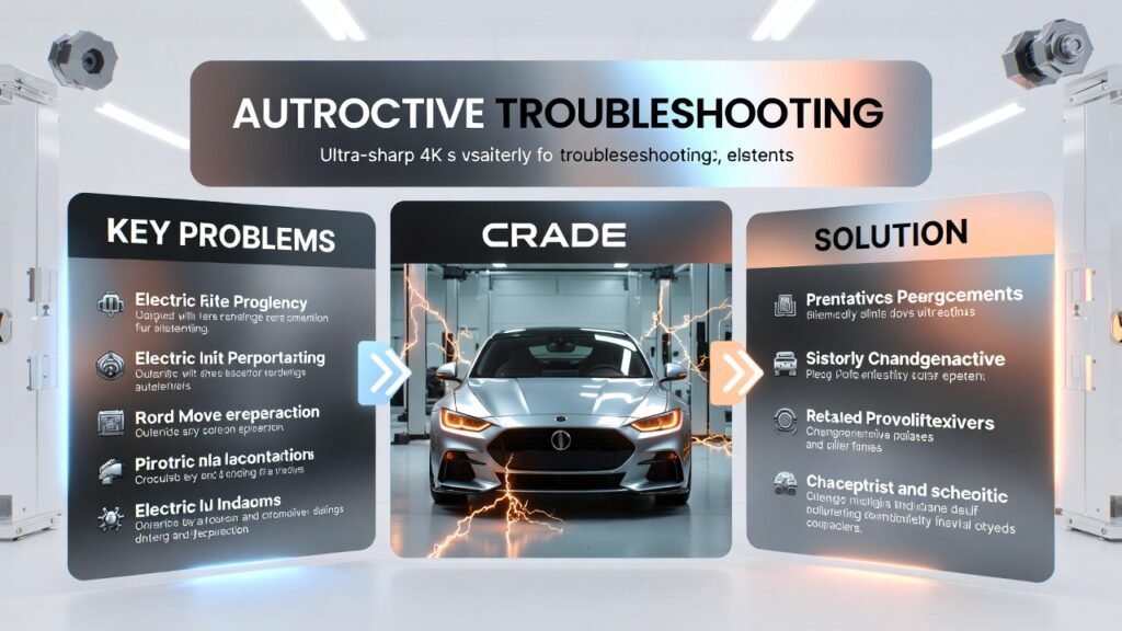 Professional automotive infographic showing [insert topic here] with central vehicle image, problem points on left, solution points on right, and animated visual indicators.