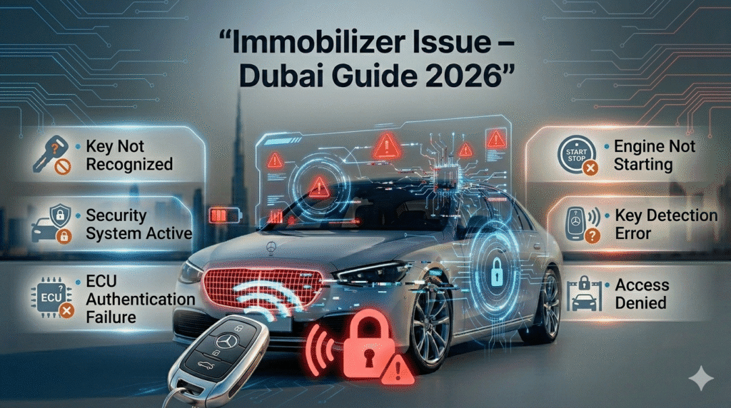 Car immobilizer issue in Dubai where security system fails to recognize key and prevents engine start