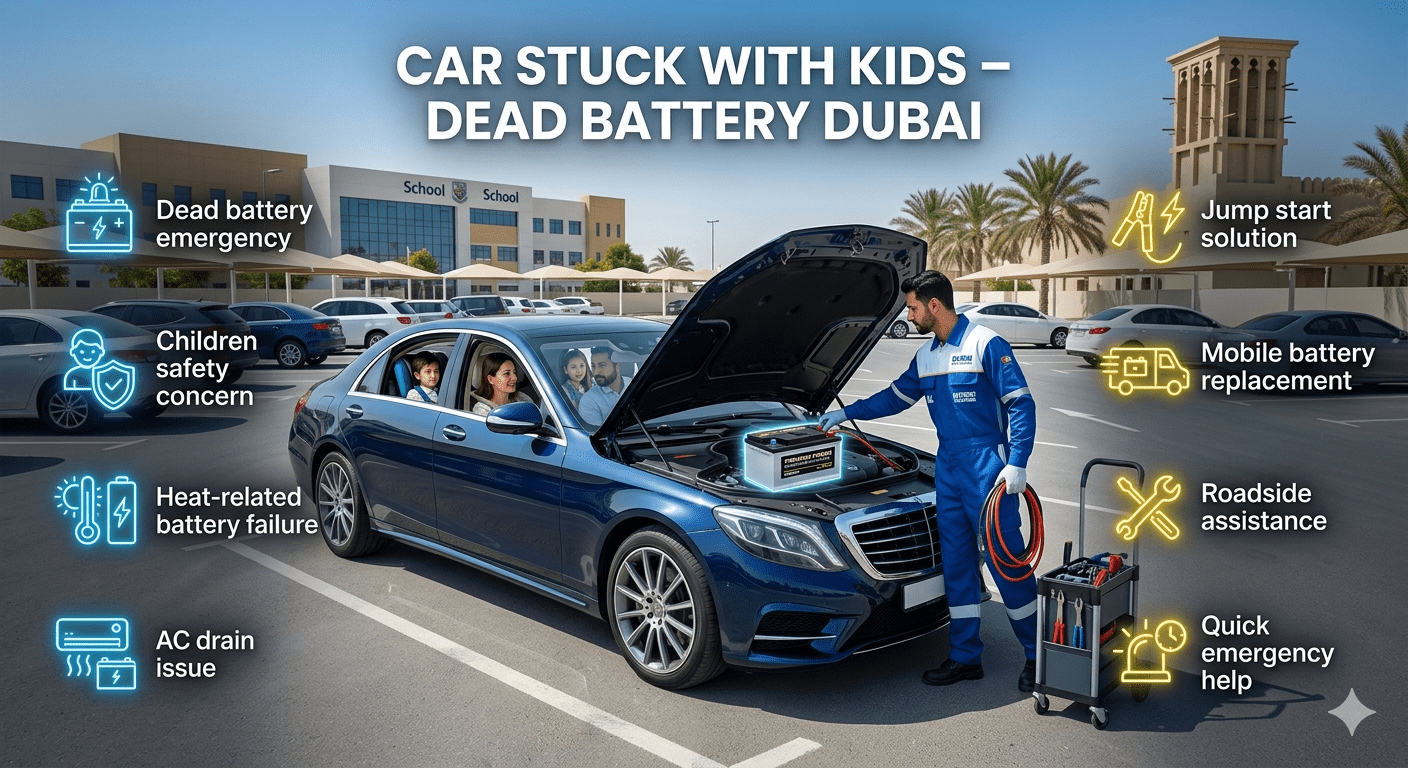 Car Stuck with Kids Dead Battery Dubai – Complete Guide (2026)