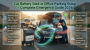Read more about the article Car Battery Died in Office Parking Dubai – Complete Guide (2026)