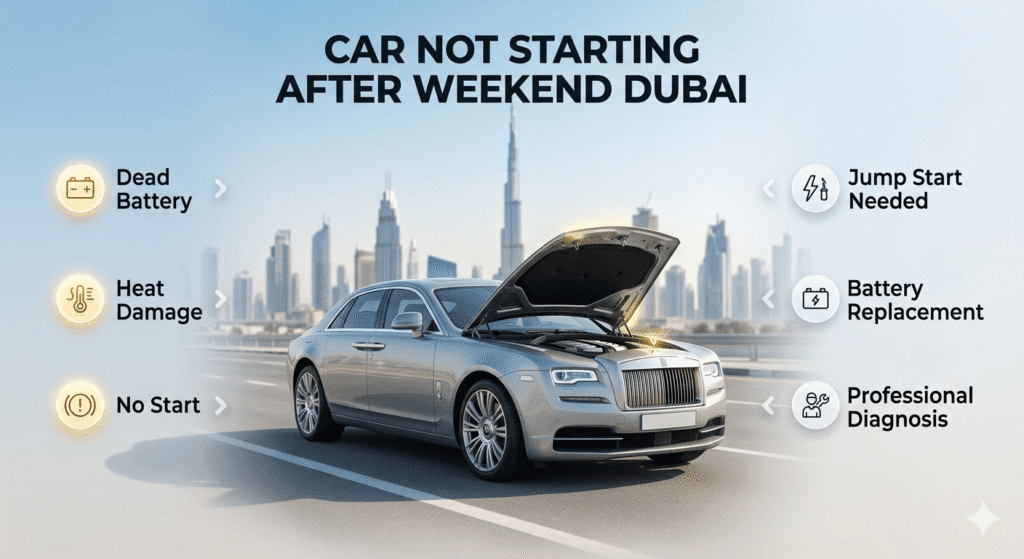 Car not starting after weekend Dubai with battery problem and quick solution guide
