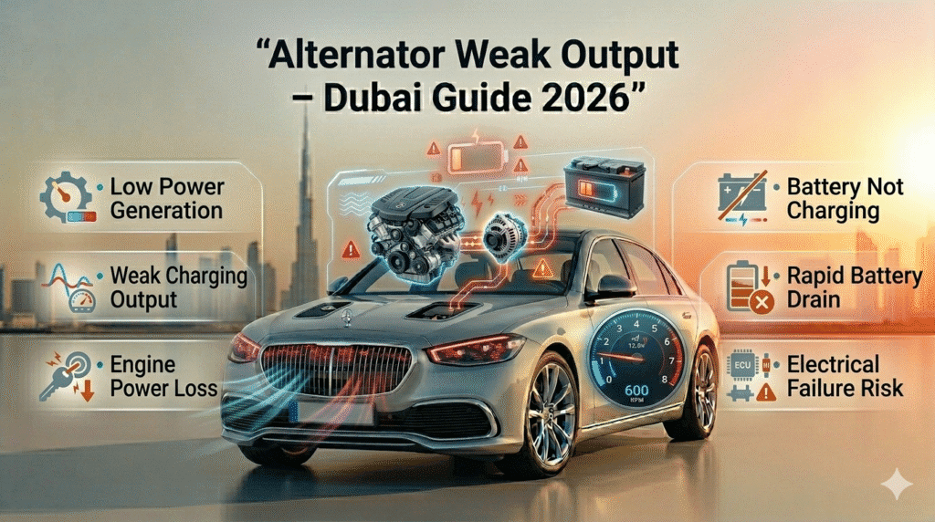 Weak alternator output in car causing insufficient battery charging and rapid battery drain