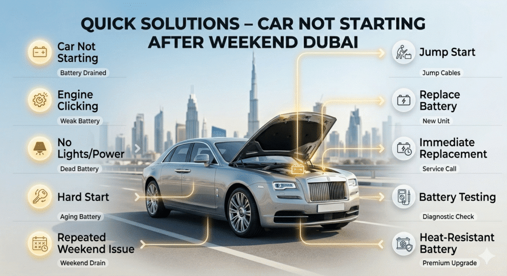 Quick Solutions – Car Not Starting After Weekend Dubai Quick solutions for car not starting after weekend Dubai including battery problems and fixes