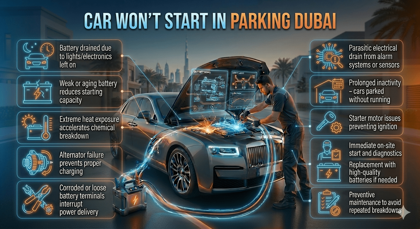 Car Won’t Start in Parking Dubai – Complete Guide (2026)