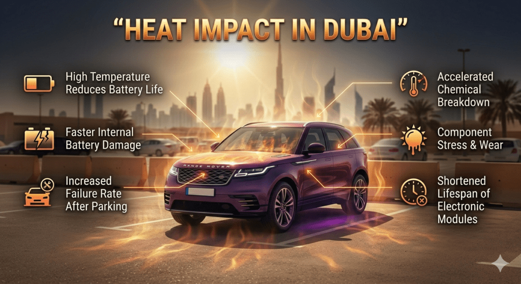 Heat impact in Dubai causing car battery damage and reduced performance