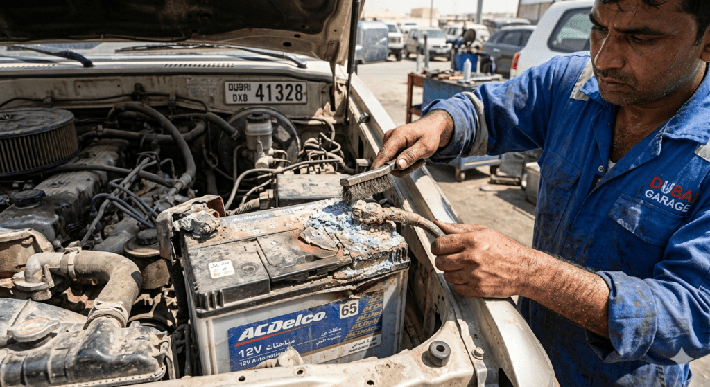 Car not starting after long time in Dubai due to dead battery in extreme heat