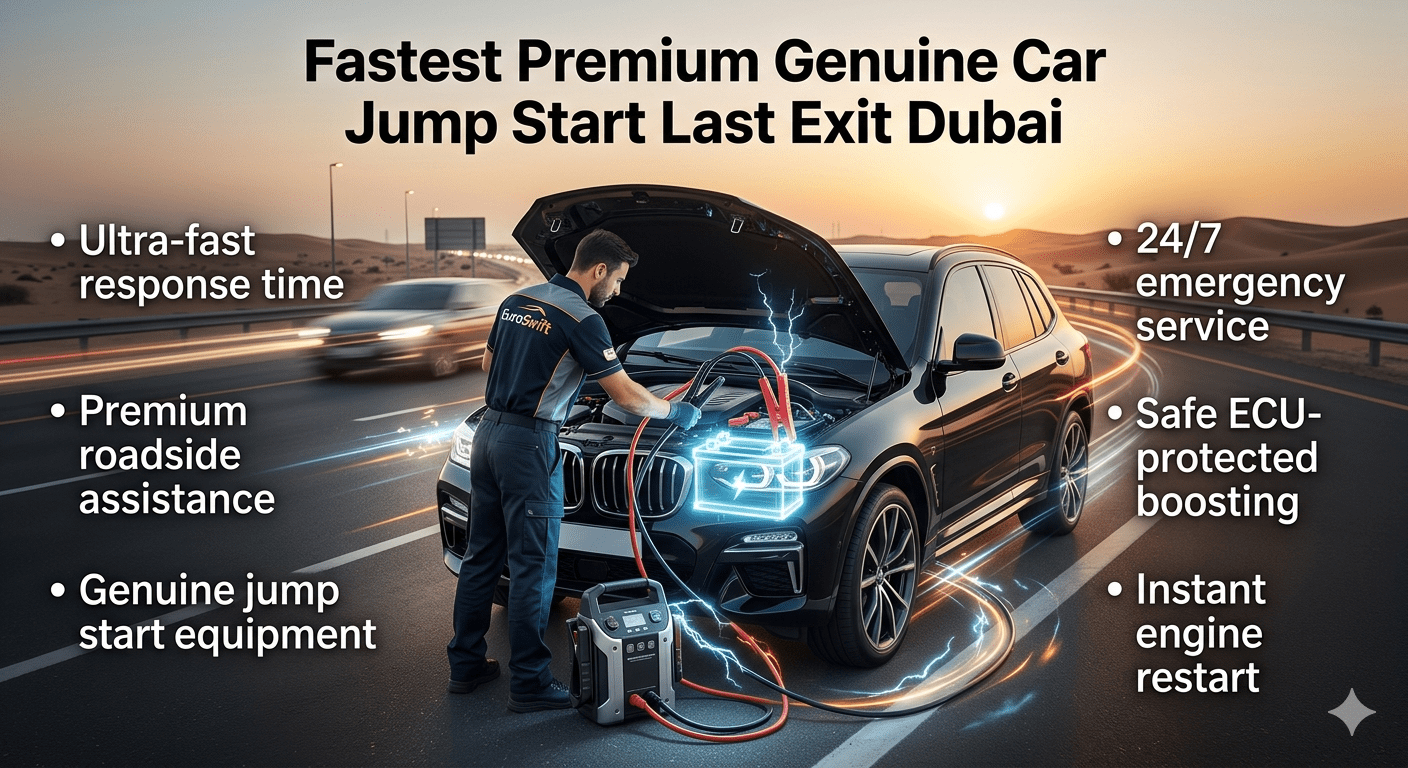 Premium car jump start service in Last Exit Dubai with fast roadside battery boost and professional technician assistance