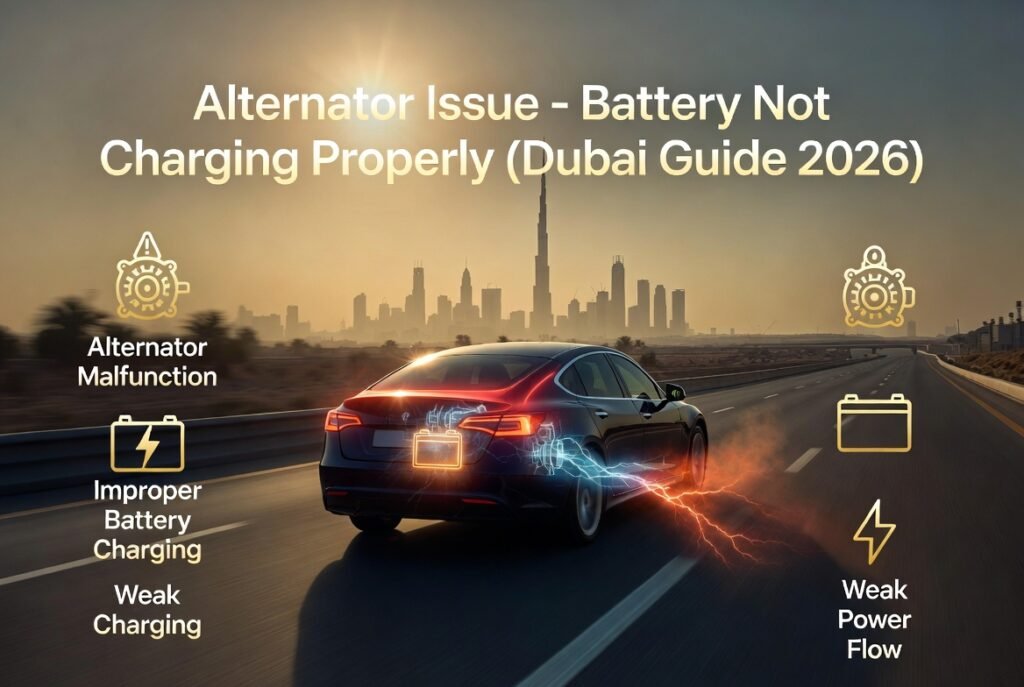 Car alternator issue in Dubai showing battery not charging properly during driving