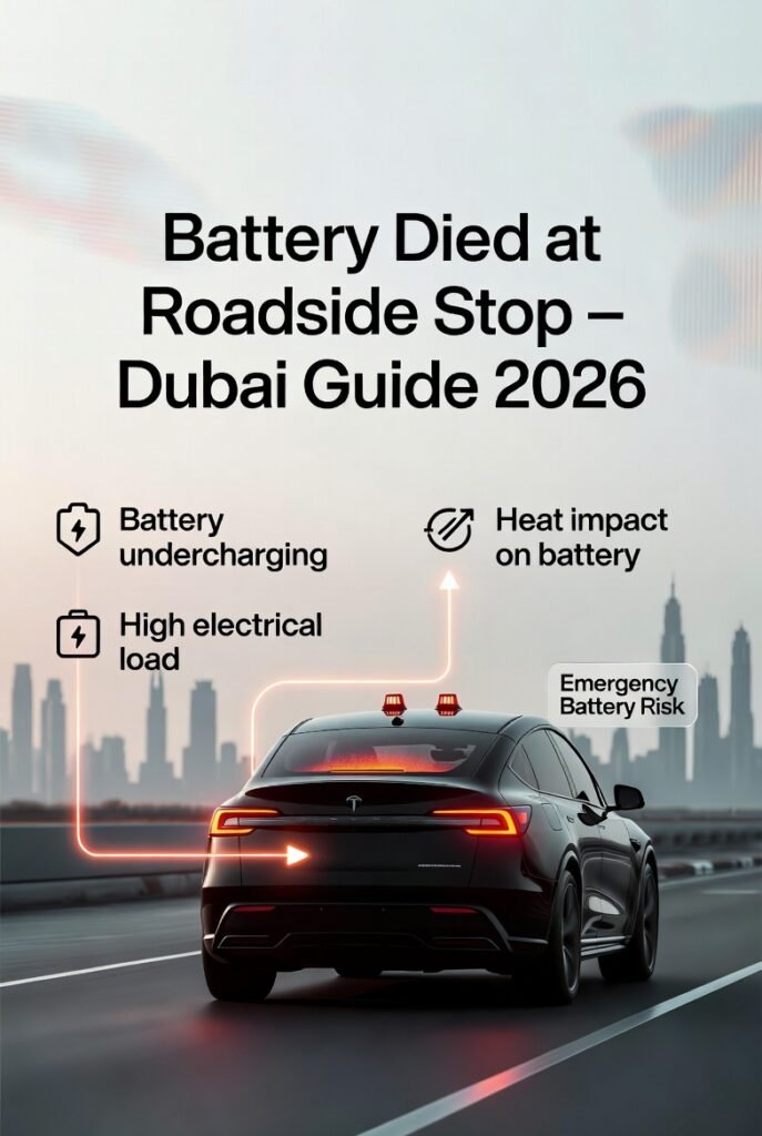 Car battery died at roadside in Dubai with infographic explanation