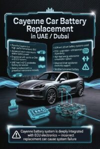 Read more about the article Porsche Cayenne Car Battery Replacement Dubai | Fast Mobile Service UAE 24/7 | AGM Battery Experts