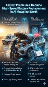 Read more about the article Fastest Premium & Genuine High-Speed Battery Replacement in Al Muwaihat North