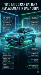 Read more about the article BYD Atto 3 Battery Replacement in Dubai | Fast, Affordable & Expert EV Service UAE 2026