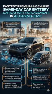 Read more about the article Fastest Premium & Genuine Same-Day Car Battery Replacement in Al Qasimia East