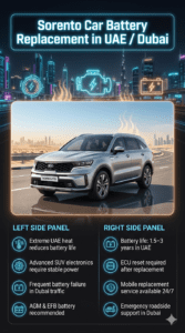 Read more about the article Sorento Car Battery Replacement Dubai | Fast Mobile Service 24/7