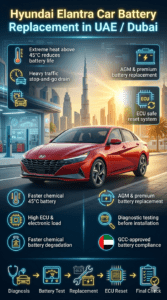 Read more about the article Hyundai Elantra Battery Replacement Dubai – Fast, Affordable & 30 Min Mobile Service UAE