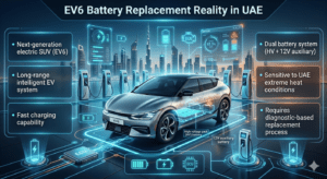 Read more about the article Kia EV6 Car Battery Replacement in UAE / Dubai – Fast, Genuine & Emergency Service