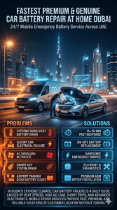 Read more about the article Fastest Premium & Genuine Car battery repair at home Dubai