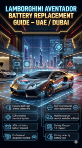 Read more about the article Lamborghini Aventador Car Battery Replacement in UAE / Dubai – 24/7 Mobile Service