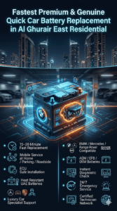 Read more about the article Fastest Premium & Genuine Quick Car Battery Replacement in Al Ghurair East Residential