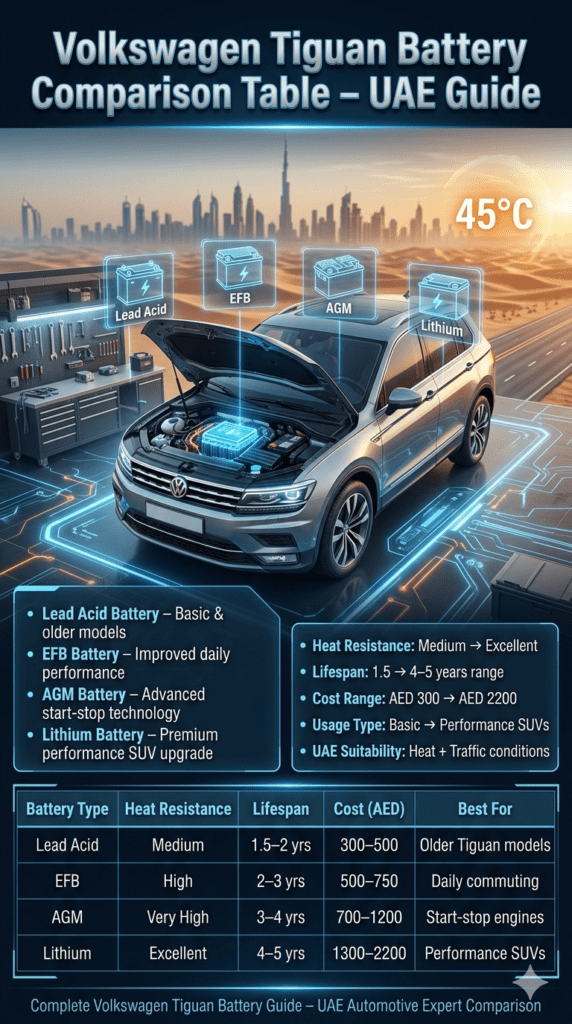 Luxury car emergency jumpstart service in Dubai with roadside technician restoring dead battery power using professional equipment during extreme heat conditions.