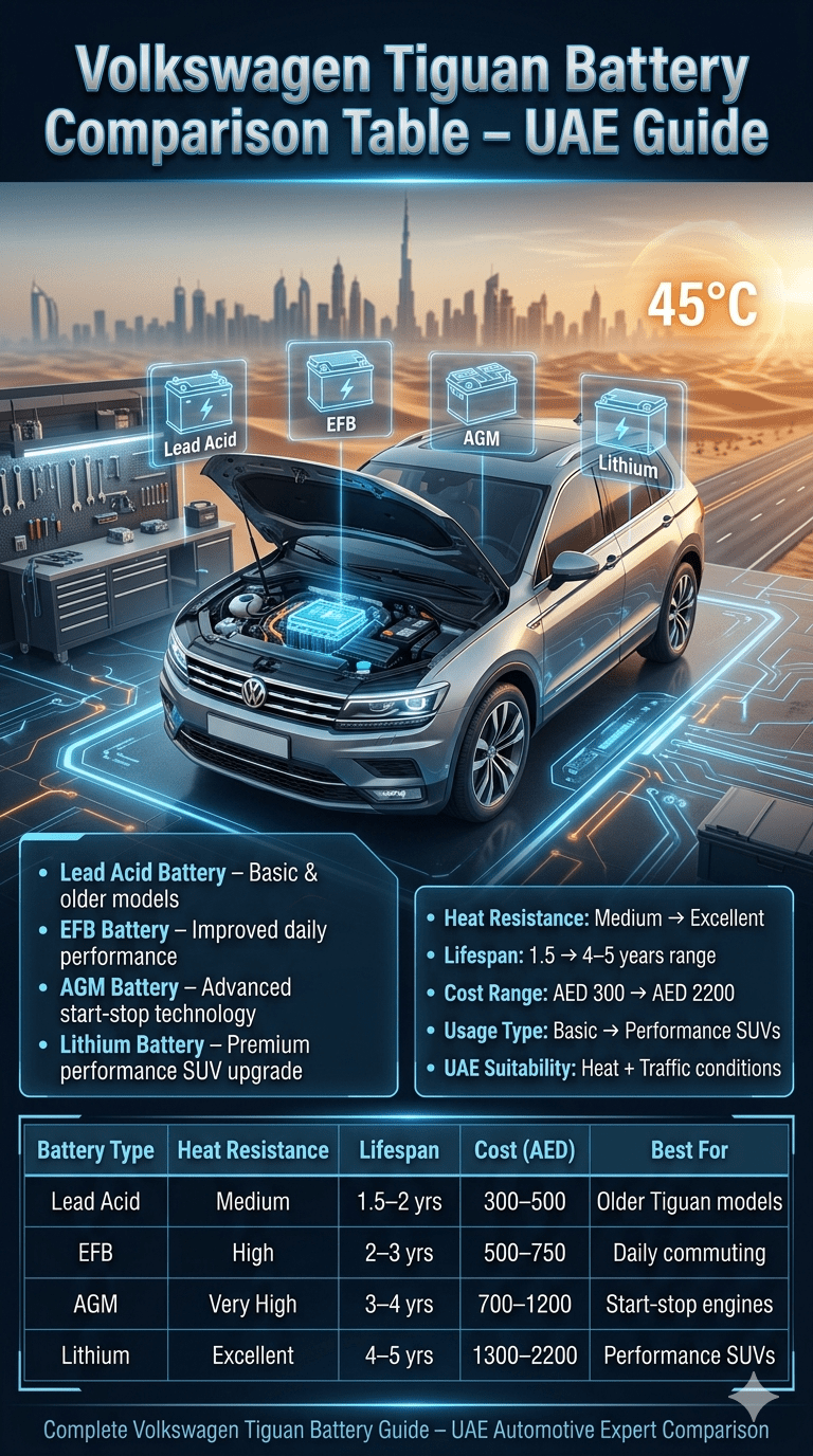 Luxury car emergency jumpstart service in Dubai with roadside technician restoring dead battery power using professional equipment during extreme heat conditions.