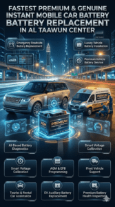 Read more about the article Fastest Premium & Genuine Instant Mobile Car Battery Replacement in Al Taawun Center