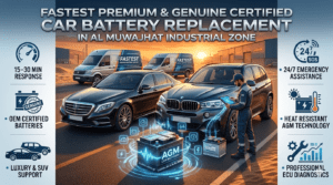 Read more about the article Fastest Premium & Genuine Certified Car Battery Replacement in Al Muwaihat Industrial Zone