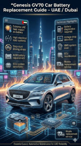 Read more about the article Genesis GV70 Car Battery Replacement in UAE / Dubai – Fast, Premium & 24/7 Emergency Service
