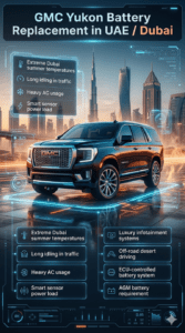 Read more about the article Yukon Car Battery Replacement Dubai – 24/7 Fast AGM Battery Service UAE