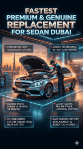 Read more about the article Fastest Premium & Genuine Battery replacement for sedan Dubai