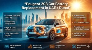 Read more about the article Peugeot 208 Car Battery Replacement in UAE / Dubai – Fast 24/7 Mobile Service