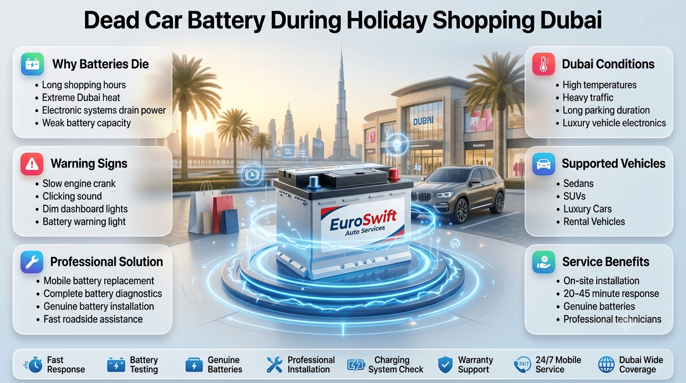 Dead Car Battery During Holiday Shopping Dubai – 24/7 Emergency Battery Service