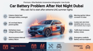 Read more about the article Fastest Premium & Genuine Car Battery Problem After Hot Night Dubai
