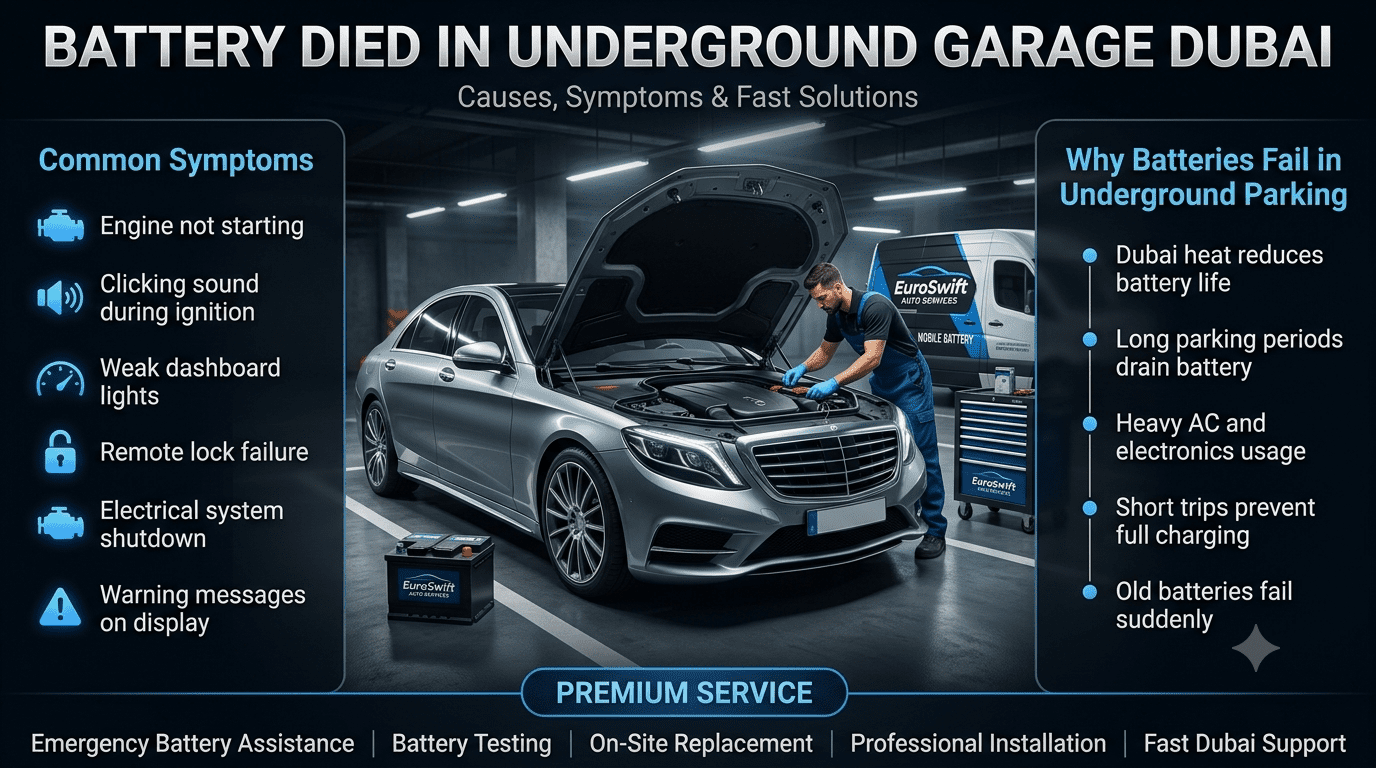 Battery Died in Underground Garage Dubai? Get Instant 24/7 Mobile Battery Replacement