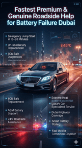 Read more about the article Fastest Premium & Genuine Roadside help for battery failure Dubai