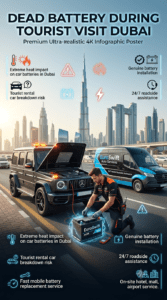 Read more about the article Dead Battery During Tourist Visit Dubai? Get Fast 24/7 Emergency Battery Replacement